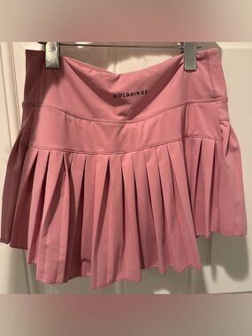 Goldhinge Women's Pink Pleated Skater Skirt
